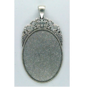 Cadre camée avec pendentif en argent antique de 40 x 30 mm avec cadre ou support de monture LARGE BAIL en cabochon de pierres précieuses S2189