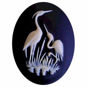 30x40mm crane cabochon heron stork resin cameo bird cameo water fowl Black Creme loose unset embellishment bauble diy wildlife jewelry 935x