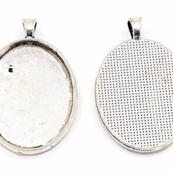 settings for stones 40x30 cameo base bezel Antique Silver pendant tray setting cabochon frame gemstone setting frame mount or tray 621x