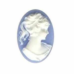 Cabochon 25x18 Blue white cameo Ponytail Girl resin Cameo cameo jewelry supply jewelry findings pastel gothic 46R