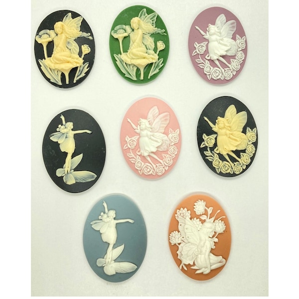 40x30mm Fairy Nymph  Your Choice Resin Cabochon Cameo Garden Fairies blue pink black green lavender and peach s4123