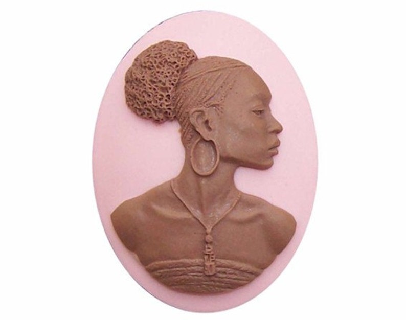 Ethnic Cameo lady natural hair afro African American Sorority Jewelry Cameo 40x30 Pink Resin Cameo Jewelry Finding black pride 645x image 1