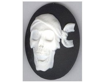 pirate cameo cabachon for diy costume hat invitation party decor or jewelry like rings halloween decorations 40x30mm black white oval 983q