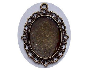 25x18mm cameo setting cameo frame cabochon mount gemstone frame Antique Bronze Setting with Loop for diy earrings pendants necklaces 430x
