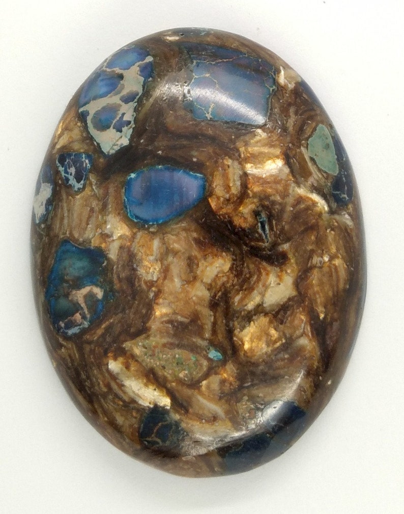 read description S4000 1pc 40x30mm Deep Blue Copper Matrix Collage Stone Cabochon Flat back oval cab Cabachon choose your Stone
