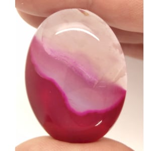 40x30mm Banded Agate Dyed Purple and Red Flat Backed Loose Semi-precious Gemstone Cabochon S4092