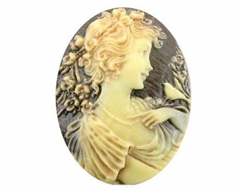 40x30 cameo ( over 100 designs) or cabochon gothic jewelry victorian Antiqued Woman lady Bird brown resin cameo loose unset 1 pc cab   344x