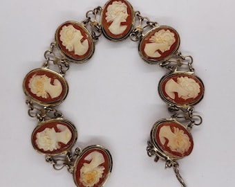8 個のシェル カメオ ブレスレット、ヴィンテージ ハンド