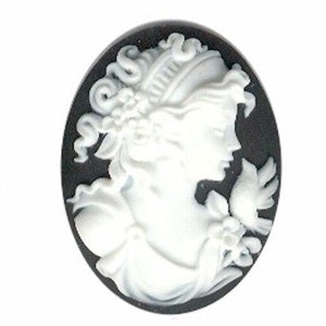 classic Resin cameo black and white 40x30mm lady bird cameo wedding favor supply scrapbook craft finding 155a