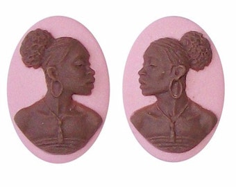 18x13mm African cameos diy earrings Africa Cameo sets for making pendants Matched Pair Pink Brown Resin Jewelry Finding cabochon  727x
