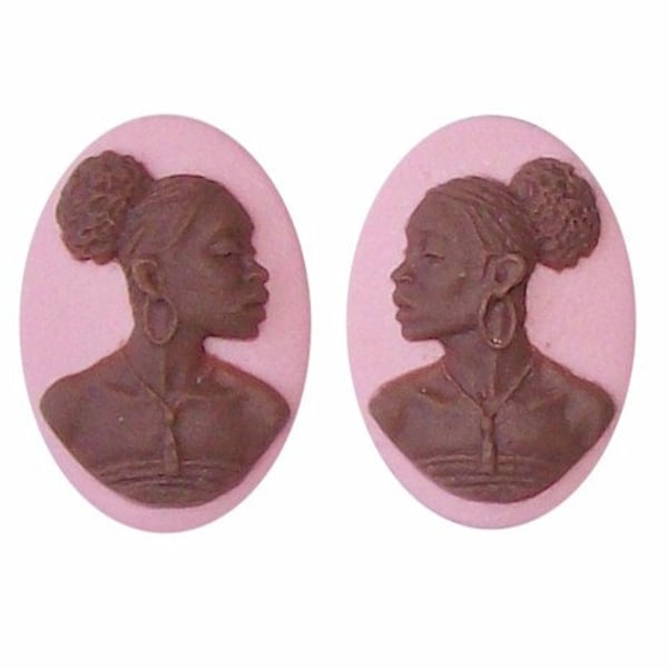 African cameos for diy earrings Africa Cameo for making pendants 18x13 Matched Pair Pink Brown Resin Cameo Jewelry Finding black pride  727x