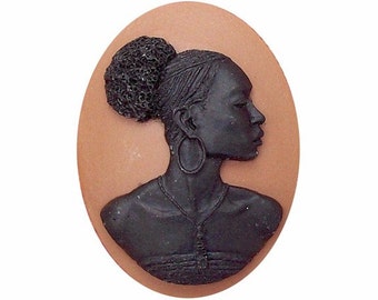 40x30mm Brown /  Black woman cameo African American craft supply Resin Cabachon afrocentric oval loose cabochon so many decorating uses 719x