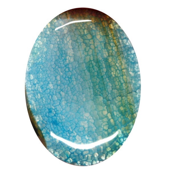 1pc 40x30mm Crackle Agate Dyed LIGHT blue Loose Gemstone Cabochon semi precious cabachon flat back wire wrap supply S2231