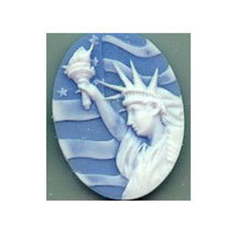 40x30mm Statue of Liberty Cameo Patriotic Cameo Dark Blue Resin Cameo 979x