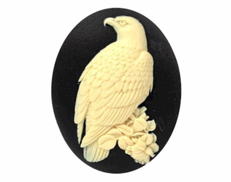 1pc 40x30mm Bald Eagle Cameo Black and cream Resin Bird Cameo Jewelry Supply patriotic craft supply 844x image 1