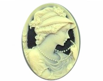 Cameo 40x30mm (over 100 designs) cabochon loose cabachon Resin plastic unset Cameos Black cream off white cameo jewelry supply finding 606r