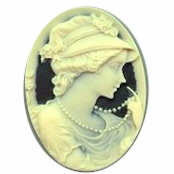 Cameo 40x30mm (over 100 designs) cabochon loose cabachon Resin plastic unset Cameos Black cream off white cameo jewelry supply finding 606r
