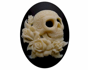 40x30 skull cameo zombie Lolita rose Cameo Day of the Dead jewelry sci fi skeleton gothic wedding gypsy halloween supply rockabilly 1pc 819x