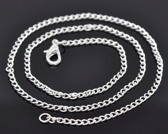 Silver 18 inch Curb Chain Necklace with Lobster Clasp  pendant chain locket chain 2x2mm jewelry finding 626x