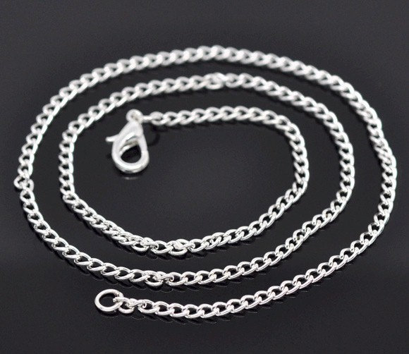 Silver 18 Inch Curb Chain Necklace With Lobster Clasp Pendant Chain ...