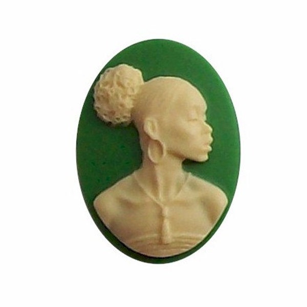 caribbean island jewelry supply 1pc 25x18  lady cameo African American cabochon Green Resin part for diy african bracelet rings pendant 609x