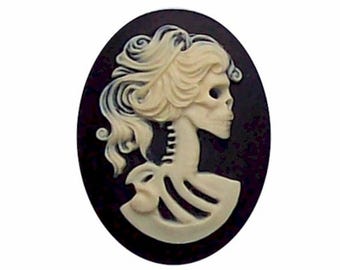 40x30mm gothic Skull Cameo sweet lolita Day of the Dead skeleton cabochon Zombie supply punk nymphet (other sizes available) 269x