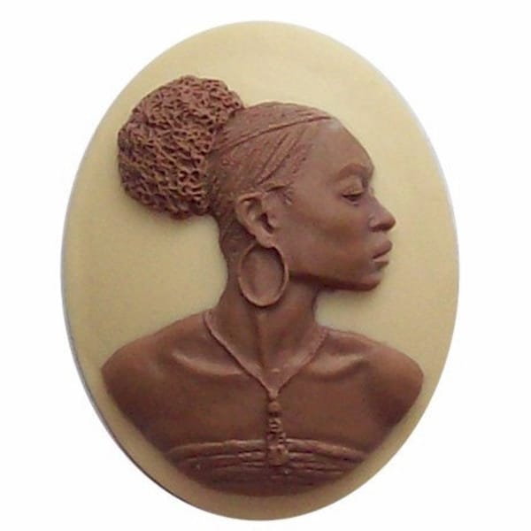 African Cameo Ethnic Black cabachon 30x40 Wedding bridal Favor cabochon Brown cream  jewelry findings naturail hair jewelry 548x