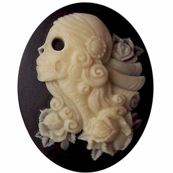 molded skull cameo cabachon 40x30 Gothic witchcraft occult halloween supply diy horror pins necklace earrings jewelry & decor 1pc 740x