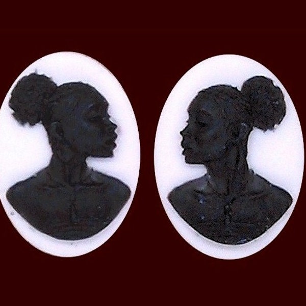 18x13mm black white matched pair resin cameo Ethnic African American Cameo crafting diy africa earrings Jewelry Finding small set S2066