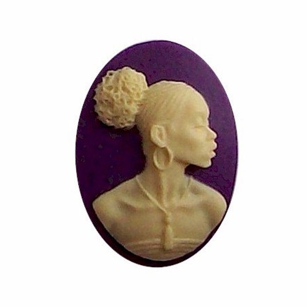 1 pc 25x18 camée ethnique camée afro-américain 25x18 m cabochon camée en résine violette trouvaille de bijoux 611x