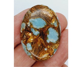 40x30mm turquoise man made cabachon cabochon gemstone Flat Back copper matrix statement necklace bracelet brooch pendant craft supply 917x