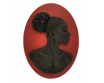 40x30mm African American Black Woman Resin Cameo Cabochon Red embellishment  diy wedding decorations favors jewelry bridal charms S4039