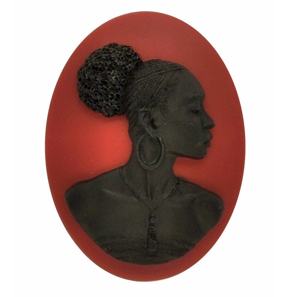 40x30mm African American Black Woman Resin Cameo Cabochon Red embellishment  diy wedding decorations favors jewelry bridal charms S4039