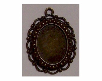 18x13 cameo base cabochon setting Antiqued Bronze 18x13mm Setting with Ring to create diy necklace or pendant jewelry finding  389x