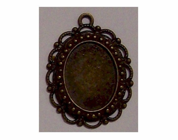 Cameo Cabochon Setting antique noir avec fantaisie Bordure 23 x 18 Cameo Cabochon Setting antique noir avec fantaisie Bordure 23 x 18