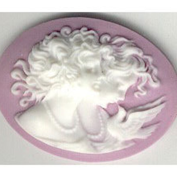 40x30 classic cameo (  purple pink ) sisters girls with peace dove resin cameo horizontal cameo jewelry findings  765r