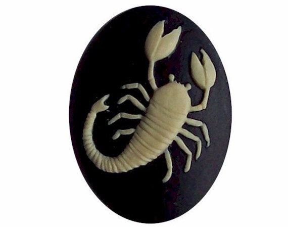 Scorpio 40x30 scorpian ornament Resin Zodiac Cameo Scorpion Cameo Black cream cabochon astrology jewelry finding constellation jewelry 563x
