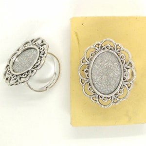 18x13mm Antique Silver Adjustable Ring Setting blank signet ring or frame glue in ring trendy jewelry finding S4067