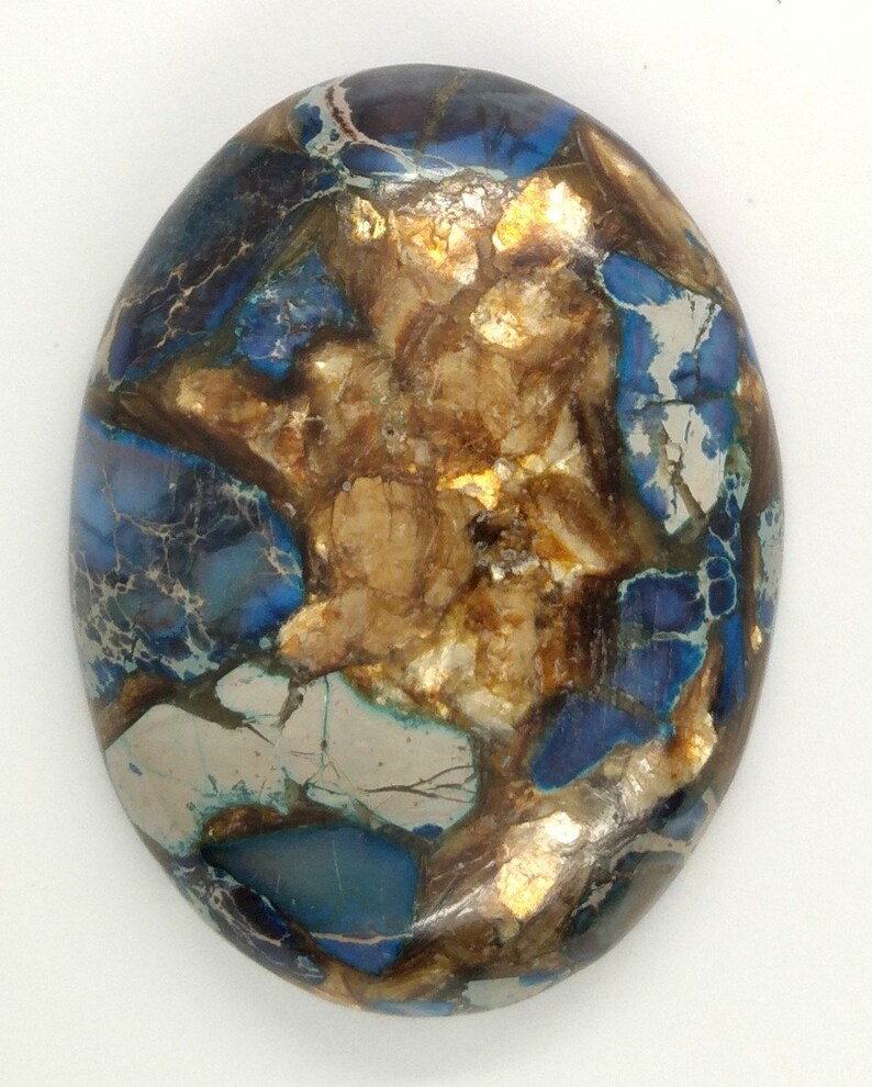 read description S4000 1pc 40x30mm Deep Blue Copper Matrix Collage Stone Cabochon Flat back oval cab Cabachon choose your Stone