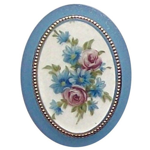 40 x 30 mm カメオセッティング（ピン付き）アンティークシルバー