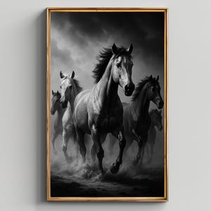 Running Horses Black and White Wall Art, Wild Horse Herd Printable Poster, Dramatic Animal Photography, Digital Western Nature Decor, Edgy