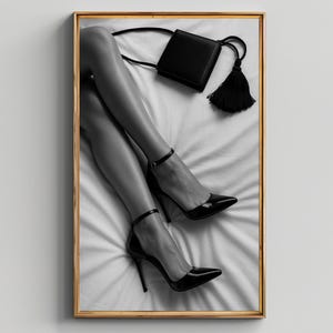 High Heels Wall Art, Black and White Legs Print, Fashion Minimalist Decor, Sexy Digital Download for Modern Interiors, Edgy Wall Art, Woman