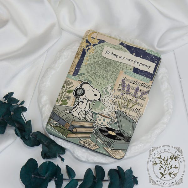 Snoopy Music,Kindle Case Custom Cover For Paperwhite 11/12 6.8'' 6'' Kindle 6/7/10/11th,Kobo Case with Hand Strap,Auto Wake/Sleep