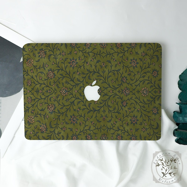 Dark Green Vine Blooms,MacBook Hard Matte Case For M4 Air 13 A2681, Air 13 A2337, MacBook Pro A2338 13 14 15 16 inch Case, 2025 Laptop Case