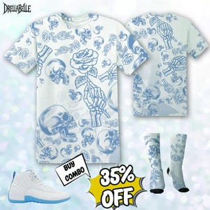 AJ 12 Melo Skulls Pattern 3D Jacket, T-Shirt, Sweatshirt, Hoodie, Socks, Hat Outfit To Match Sneaker