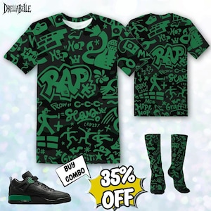 Spizike Pine Green Black Anthracite Pattern Rap Streetwear 3D Jacket, T-Shirt, Sweatshirt, Hoodie, Socks, Hat Outfit To Match Sneaker