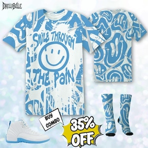 AJ 12 Melo Smile Through The Pain 3D Jacket, T-Shirt, Sweatshirt, Hoodie, Socks, Hat Outfit To Match Sneaker