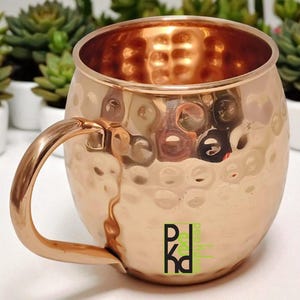 Copper Mule Mug 400 ML Drinking Water Hammered Pattern Ayurveda Health Benefits Jug Glass Tumbler Set of 1/2/4/6 - 4in Tall