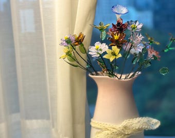 Birth Flower Bouquet,Handmade Glass Birth Month Flower,Handmade Glass Flower,Gift For Her,Birthday Gift