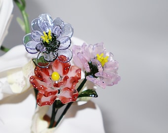 Handmade Glass Birth Month Flower Bouquet,Birth Flower Gift,Unique Birthday Christmas Gifts for Her Mom
